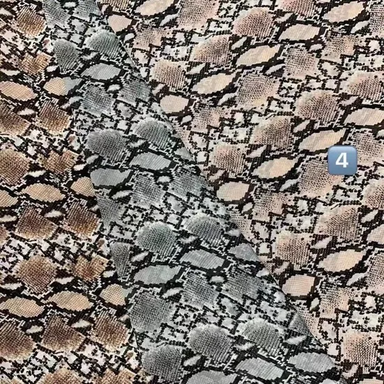 Amostra grátis de tecido chiffon 100% poliéster com estampa digital de pele de cobra e oncinha