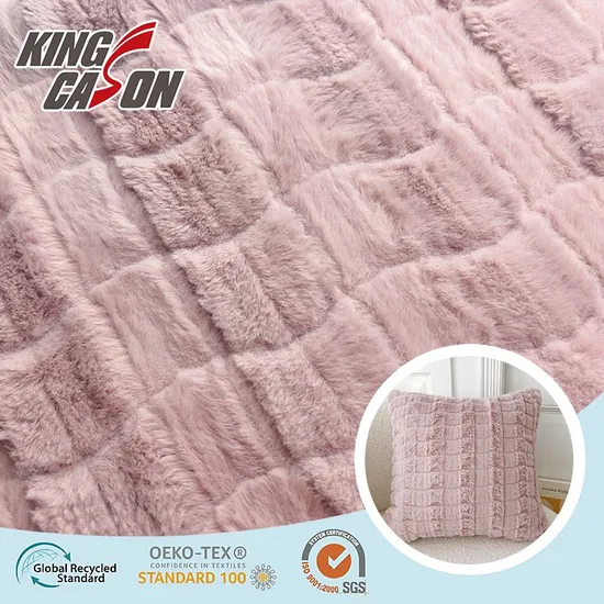Tecido Kingcason Pink Wave Jacquard Coelho Fofo Pele Sintética Tecido Têxtil