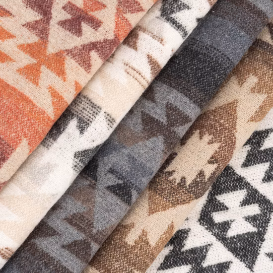 Tecido Jacquard de lã tingida com fio de alta qualidade e escovado para cachecóis/roupas/cachecóis