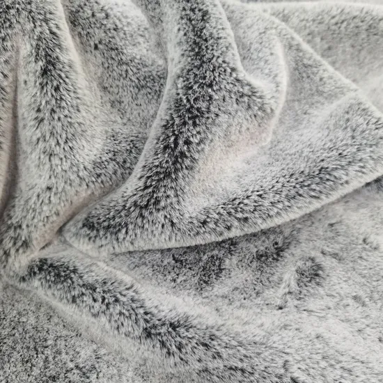 Tecido de veludo de coelho com estampa de descarga PV, cabelo longo raspado, branco, minky, macio, rosa, tecido têxtil para casa